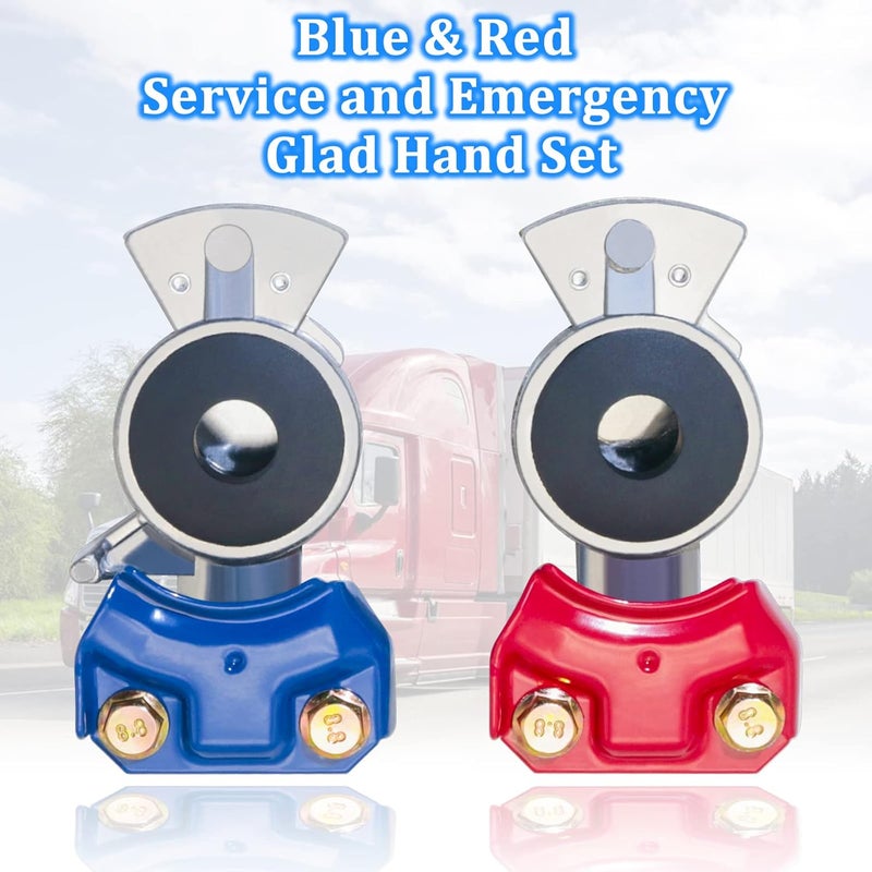 YiaChuii Glad Hands, 3 Set Blue & Red Aluminum Emergency Gladhands for Semi Trucks Trailers Air Lines 6 Glad Hand Seals - Image 3